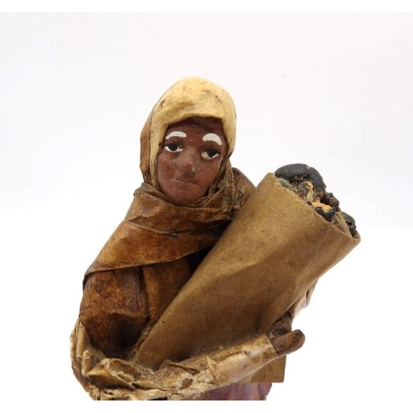 Viejita Papel Mache Old Woman w. bag of beans 7 x 2 x 2" Paper Mache Mexico - Picture 2 of 5